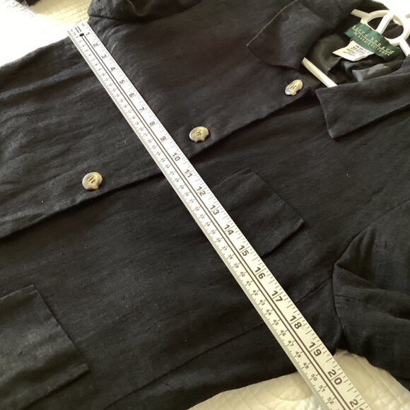 Harve Benard Black 100% Linen Button-Up Jacket Womens Size 12 Pockets - Picture 5 of 10